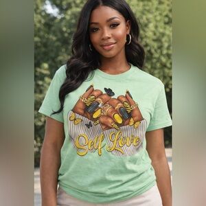 Hand Crafted Self Love Tee - Mint Green